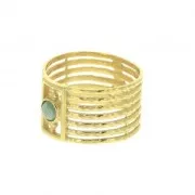 Anillo semanal rígido cabuchón 4mm Talla 52 de Plata 925 Dorado con oro fino x1