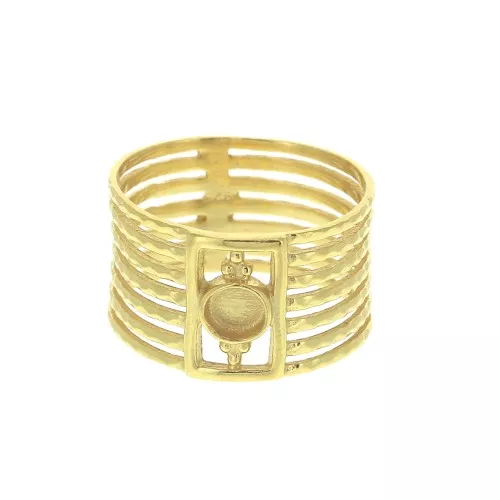 Anillo semanal rígido cabuchón 4mm Talla 54 de Plata 925 Dorado con oro fino x1