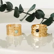 Anillo semanal para cabuchón 4 mm - Talla 50 - de Plata 925 Dorado con oro fino x1