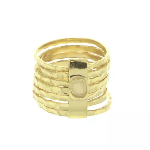 Anillo semanal para cabuchón 4 mm - Talla 52 - de Plata 925 Dorado con oro fino x1