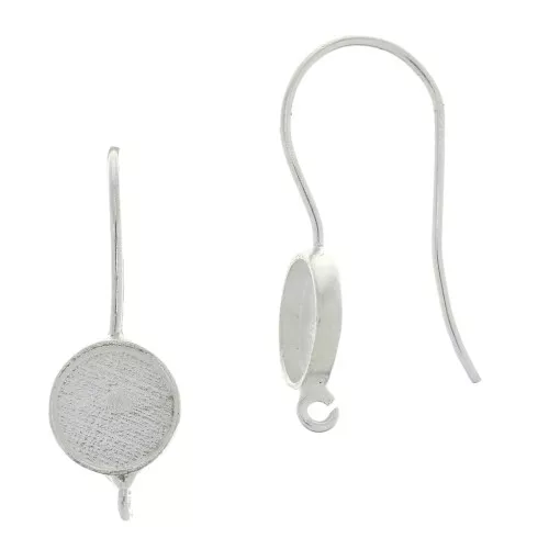 Ganchos pendientes redondos para cabuchón 8 mm - de Plata 925 x2