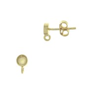 Ganchos pendientes redondos para cabuchón 4 mm de Plata 925 Dorado con oro fino x2