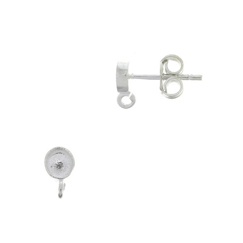 Ganchos pendientes redondos para cabuchón 4 mm - de Plata 925 x2