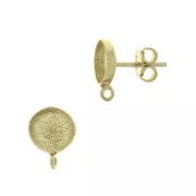 Ganchos pendientes redondos para cabuchón 8 mm - de Plata 925 Dorado con oro fino x2
