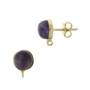 Ganchos pendientes redondos para cabuchón 8 mm - de Plata 925 Dorado con oro fino x2