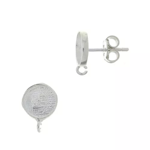 Ganchos pendientes redondos para cabuchón 8 mm - de Plata 925 x2