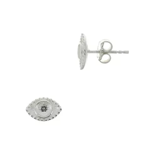 Ganchos pendientes forma ojo - para cabuchón 4 mm - de Plata 925 x2