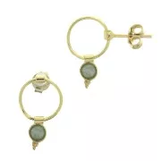 Ganchos pendientes círculo calado - para cabuchón 4 mm de Plata 925 Dorado con oro fino x2