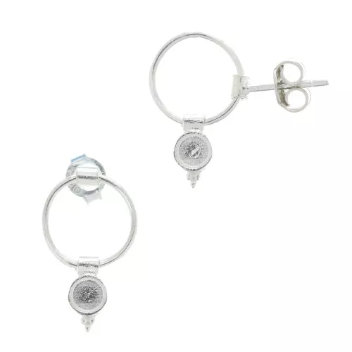 Ganchos pendientes círculo calado - para cabuchón 4 mm - de Plata 925 x2