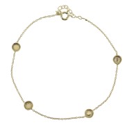 Pulsera Forçat 195 mm - engastes cabuchones 4mm de Plata 925 Dorado oro fino x1