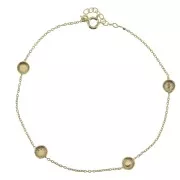 Pulsera Forçat 195 mm - engastes cabuchones 4mm de Plata 925 Dorado oro fino x1
