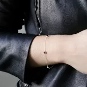 Pulsera Forçat 195 mm - engastes cabuchones 4mm de Plata 925 Dorado oro fino x1