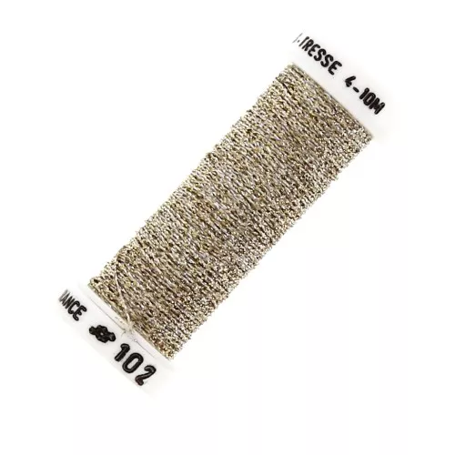 Hilo para bordar metalizado trenzado 4 Au ver à soie Dorado - Plateado (102) x10m