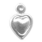 Dijes corazón 10 mm Chapado en plata fina x4