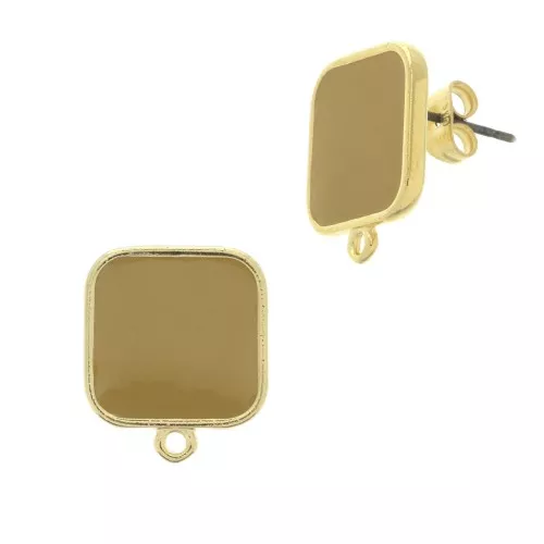 Ganchos pendientes cuadrado en resina epoxi 17x15 mm Dorado con oro fino Mostazax2