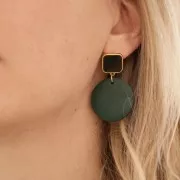 Ganchos pendientes cuadrado en resina epoxi 17x15 mm Dorado con oro fino Mostazax2