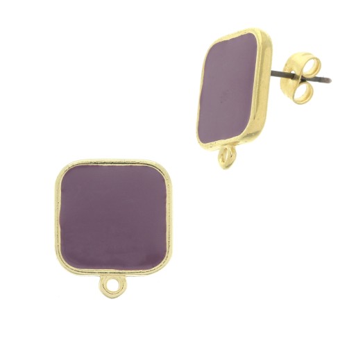 Ganchos pendientes cuadrado en resina epoxi 17x15 mm - Dorado con oro fino - Prune x2