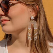 Ganchos pendientes cuadrado en resina epoxi 17x15 mm - Dorado con oro fino - Prune x2