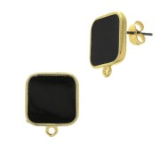 Ganchos pendientes cuadrado en resina epoxi 17x15 mm - Dorado con oro fino Negrox2
