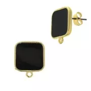 Ganchos pendientes cuadrado en resina epoxi 17x15 mm - Dorado con oro fino Negrox2