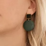 Ganchos pendientes cuadrado en resina epoxi 17x15 mm - Dorado con oro fino Negrox2