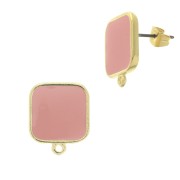 Ganchos pendientes cuadrado en resina epoxi 17x15 mm - Dorado con oro fino - Light Coral x2|raw }}