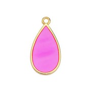 Dije gota resina epoxi efecto vitral 22.5x12 mm Dorado con oro fino - Fuchsia x1