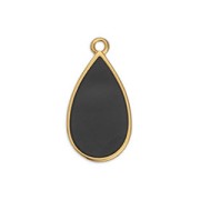 Dije gota resina epoxi efecto vitral 22.5x12 mm Dorado con oro fino - Noir x1|raw }}