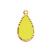 Dije gota resina epoxi efecto vitral 22.5x12 mm Dorado con oro fino - Amarillo x1