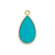 Dije gota resina epoxi efecto vitral 22.5x12mm Dorado con oro fino - Turquoisex1