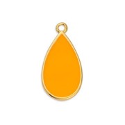 Dije gota resina epoxi efecto vitral 22.5x12mm Dorado con oro fino - Orange Fluo|raw }}