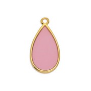 Dije gota resina epoxi efecto vitral 22.5x12 mm Dorado con oro fino - Rosa x1|raw }}