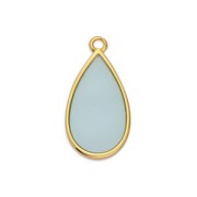 Dije goutte resina époxy effet vitrail 22.5x12 mm Dorado à l'or fin - Cyan x1|raw }}