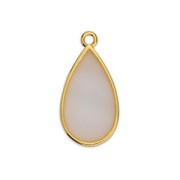 Dije gota resina epoxi efecto vitral 22.5x12mm Dorado con oro fino - White Opal|raw }}