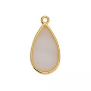 Dije gota resina epoxi efecto vitral 22.5x12mm Dorado con oro fino - White Opal