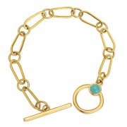 Entrepieza ovalado asimétrico 17x7 mm - Dorado con oro fino x1