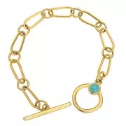 Entrepieza ovalado asimétrico 17x7 mm - Dorado con oro fino x1