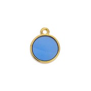 Mini dije redondo resina epoxi efecto vitral 11x8 mm Dorado con oro fino - Azul x1|raw }}