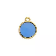 Mini dije redondo resina epoxi efecto vitral 11x8 mm Dorado con oro fino - Azul x1