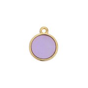 Mini dije redondo resina epoxi efecto vitral 11x8 mm Dorado con oro fino Lilac x1|raw }}