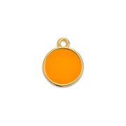 Mini dije resina epoxi efecto vitral 11x8 mm Dorado con oro fino - Naranja Fluo x1