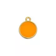 Mini dije resina epoxi efecto vitral 11x8 mm Dorado con oro fino - Naranja Fluo x1