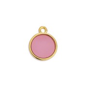 Mini dije redondo resina epoxi efecto vitral 11x8 mm Dorado con oro fino - Rosa x1