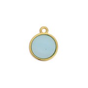 Mini dije redondo resina epoxi efecto vitral 11x8 mm Dorado con oro fino - Cyan x1