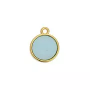 Dije redondo resina epoxi efecto vitral 14x11.5 mm Dorado con oro fino - Cyan x1
