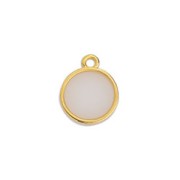 Dije redondo resina epoxi efecto vitral 14x11.5 mm Dorado con oro fino - White Opal|raw }}