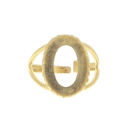 Anillo ajustable para cabuchón 18x13 mm - Dorado con oro fino x1