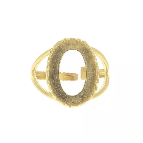 Anillo ajustable para cabuchón 18x13 mm - Dorado con oro fino x1
