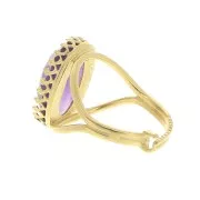 Anillo ajustable para cabuchón 18x13 mm - Dorado con oro fino x1