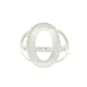 Anillo ajustable para cabuchón 18x13 mm - Chapado de Plata fino x1